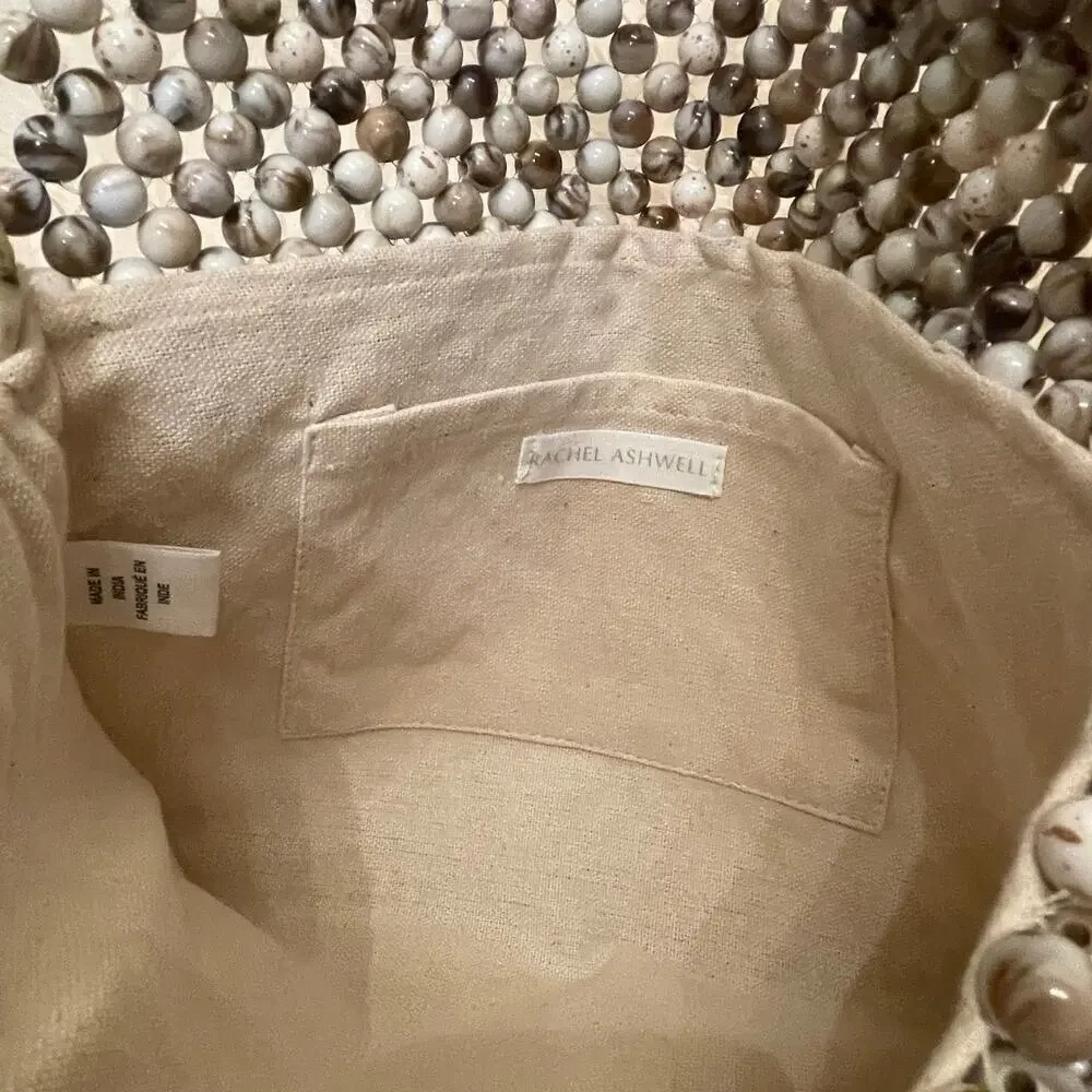 Rachel Ashwell Marble Beaded Shoulder Bag | Neutral Cottagecore Crossbody NWT